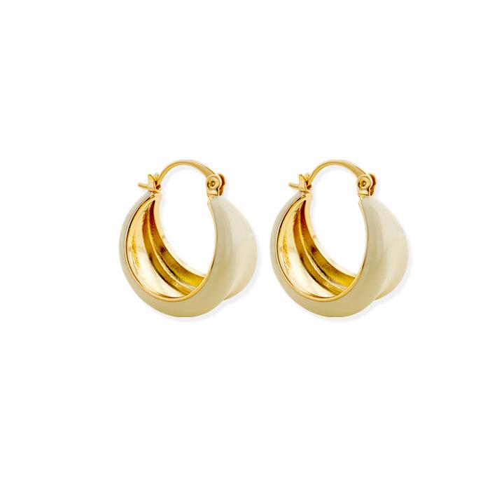 

2024 Niche Gold-Plated Brass Spherical Brown Enamel Earrings