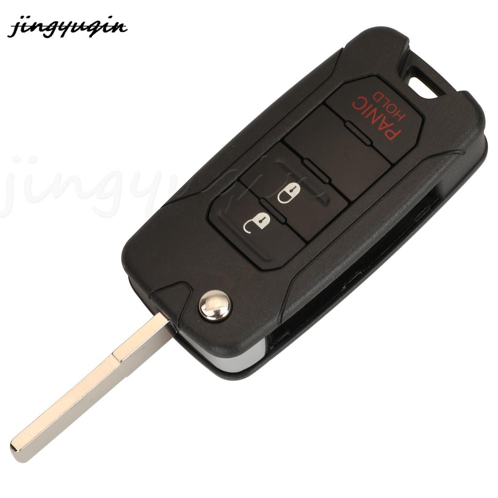 Jingyuqin 3/4 Buttons Remote Car Key Cover Flip Key For Jeep Renegade Compass Patriot Liberty Fob Sip22 Blade Auto Accessories