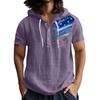 Men'S Casual Short Sleeved Hooded Top Buttoned Open Neck T-Shirt