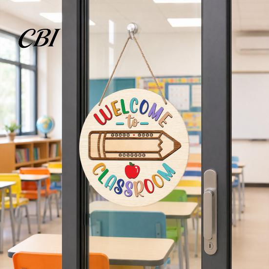 Classroom Round Hanger Wooden Welcome Sign for Door, to Our Hanger, Front Door Hanging Sign, Back School Preschool Decoration