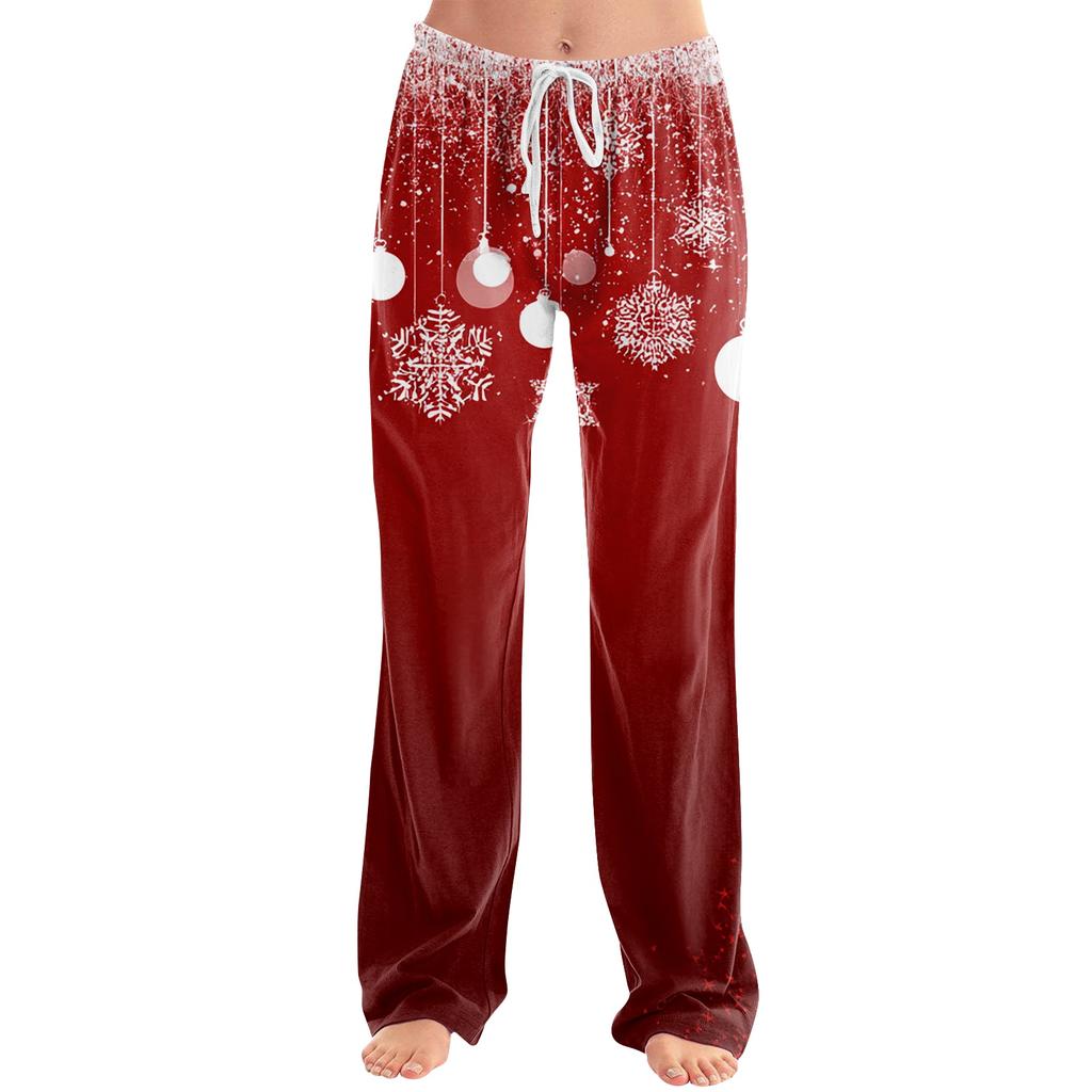 Women's Casual Christmas Print Loose Fit Pajama Pants for Home Sleepwear