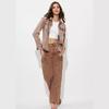 Giacca di jeans oversize da donna Vestibilità larga Streetwear Capospalla casual Marrone caffè Manica lunga Collo a polo Autunno 2025