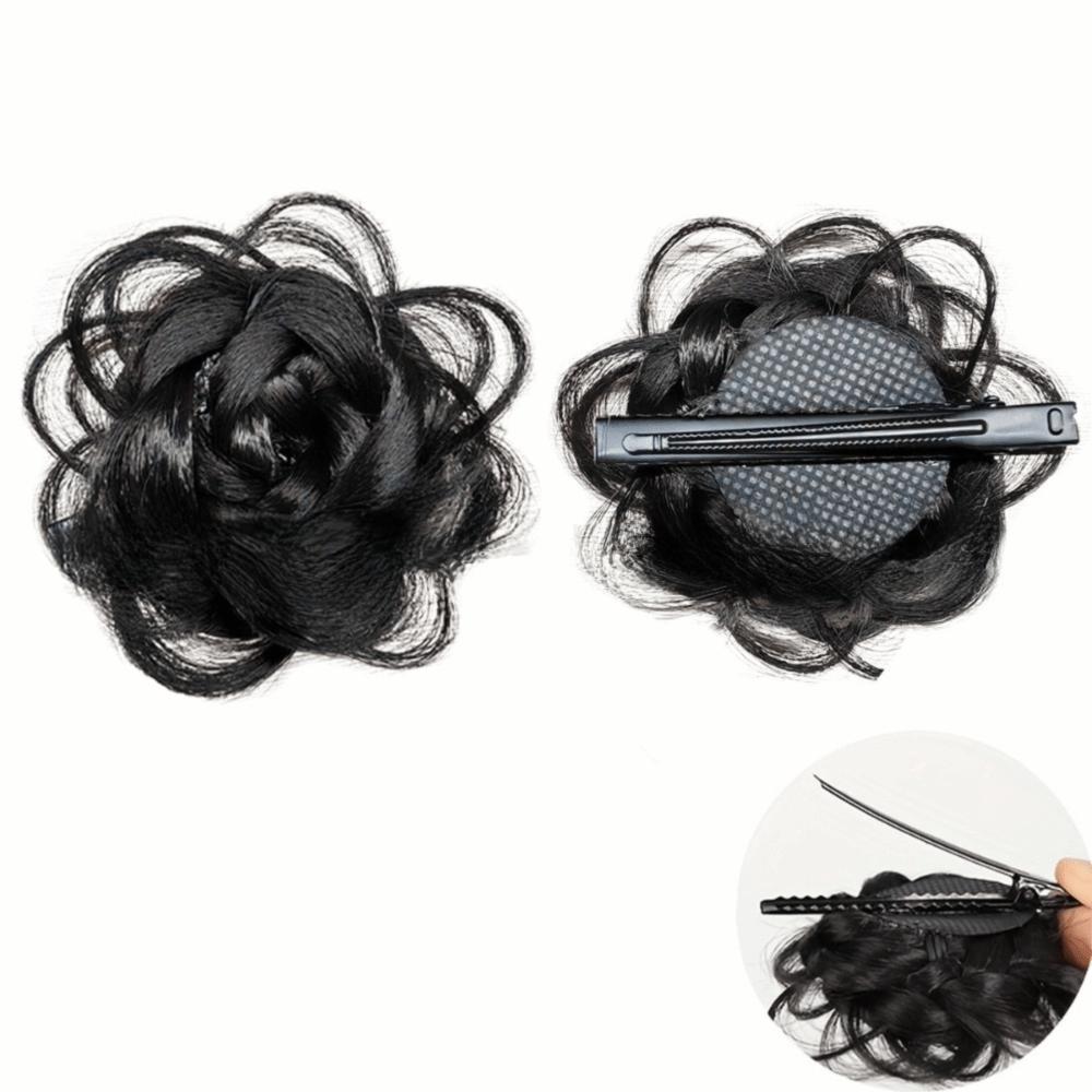 Invisible Claw Rose Hair Bun Fluffy Hairpiece Side Hair Clip Flower Hair Clip Hair Accessories