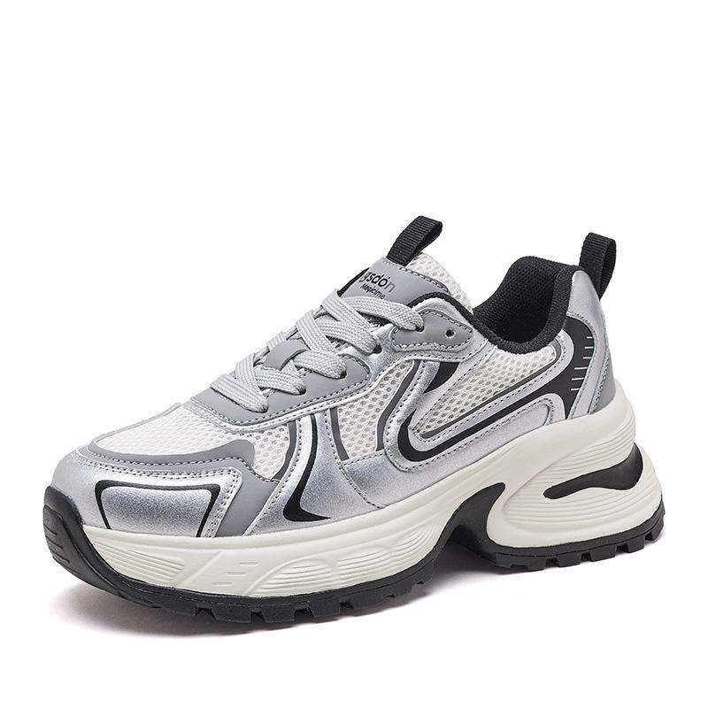 Augustine silver dad shoes women 2025 new summer retro college style platform mesh casual sneakers