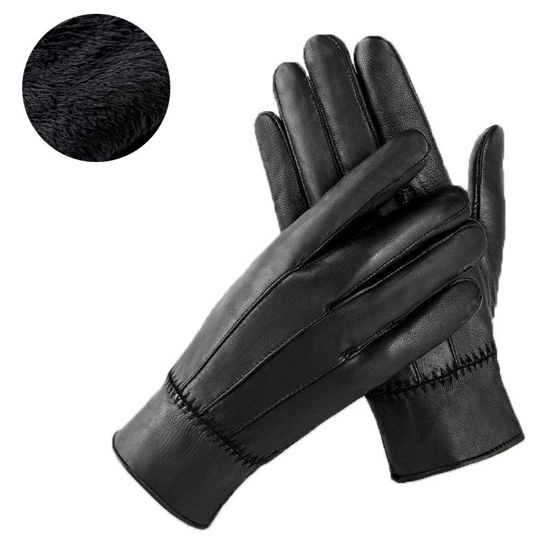 

Мужские зимние теплые перчатки для мотоциклистов и велоспорта, варежки с закрытыми пальцами для сенсорных экранов, ветрозащитные деловые перчатки из натуральной кожи
