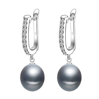 New Real Pearl 925 Sterling Silver Drop Earrings For Women Fashion Zircon Dangle Earrings Natural Freshwater Pearl Jewelry Hot