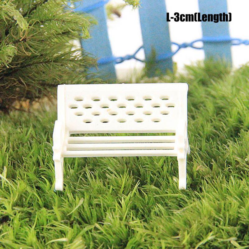 Miniature Garden Bench Set Durable Resin White Chair And Brown Table Micro Landscape Decor
