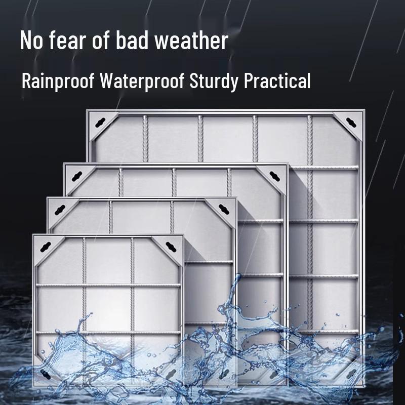 304 Stainless Steel Decorative Invisible Manhole Cover - Square/Round, Customizable for Rain, Sewage, and Sand Wells