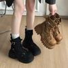 Fashion Women Fashion Boots 2025 Autumn Winter New Belt Buckle Height Increase Motorcycle Boots Comfortable Luxury Non Slip Short Boots