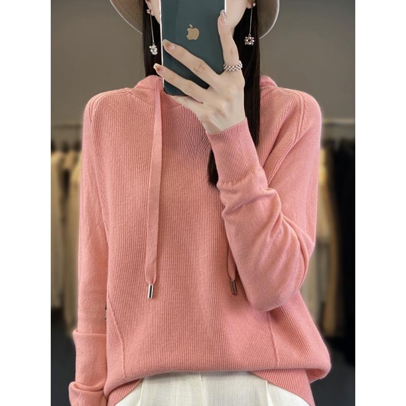 Thickened Warm Hoodie Autumn and Winter New Loose Hooded Knitted Sweater Women's Versatile Soft Waxy Sweater Jacket Tide