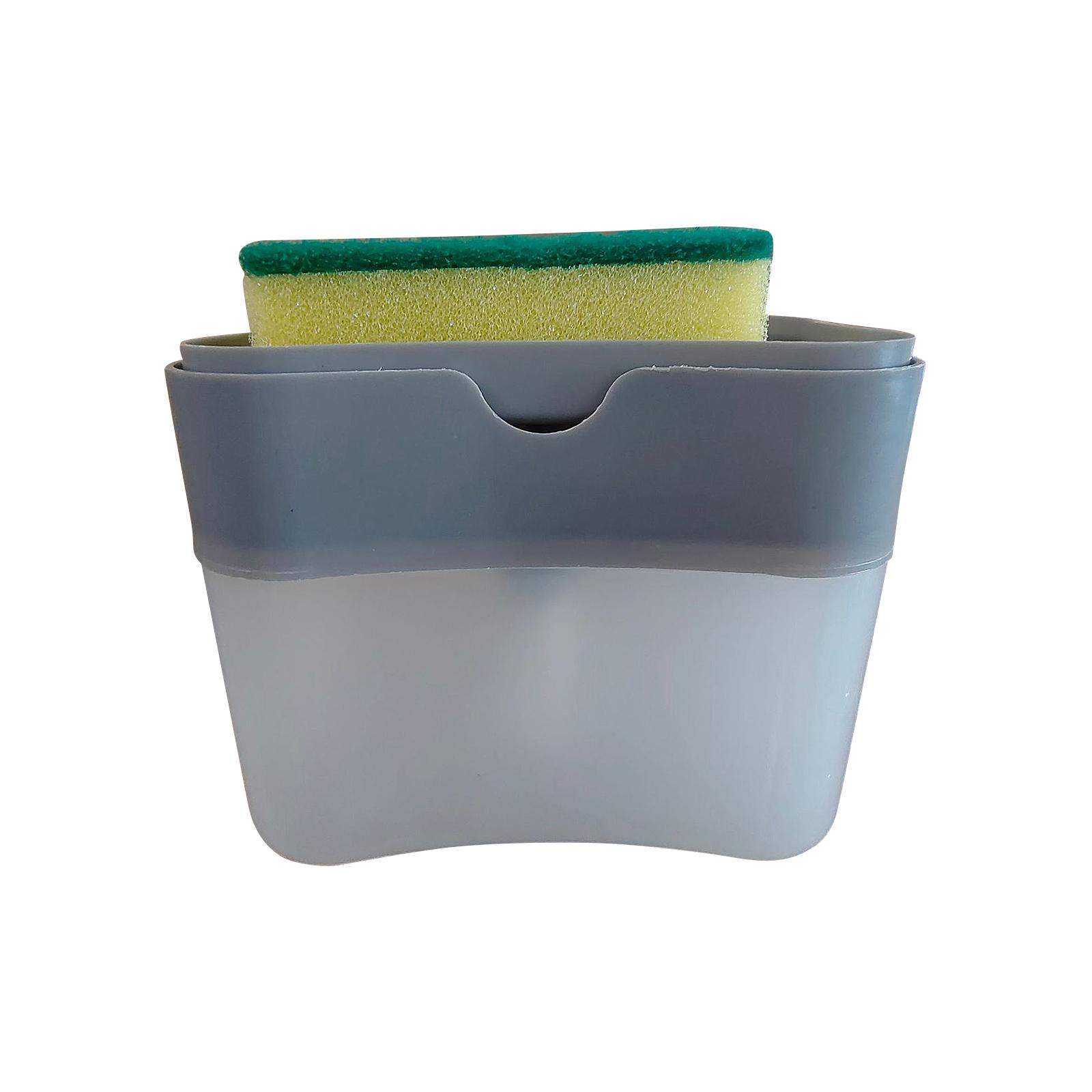 Multi-Compartment Soap Dispenser Box with Sponge Holder and Drainage Tray for Kitchen and Bathroom Cleaning Storage Organizer One Size