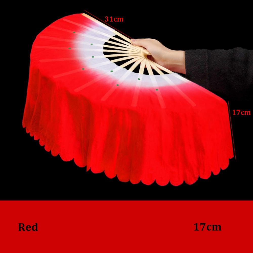 31cm Bamboo Chinese Short Bellydance Fan 17/20cm Half Circle Silk Veil Pairs Hand Dye Adults Fan
