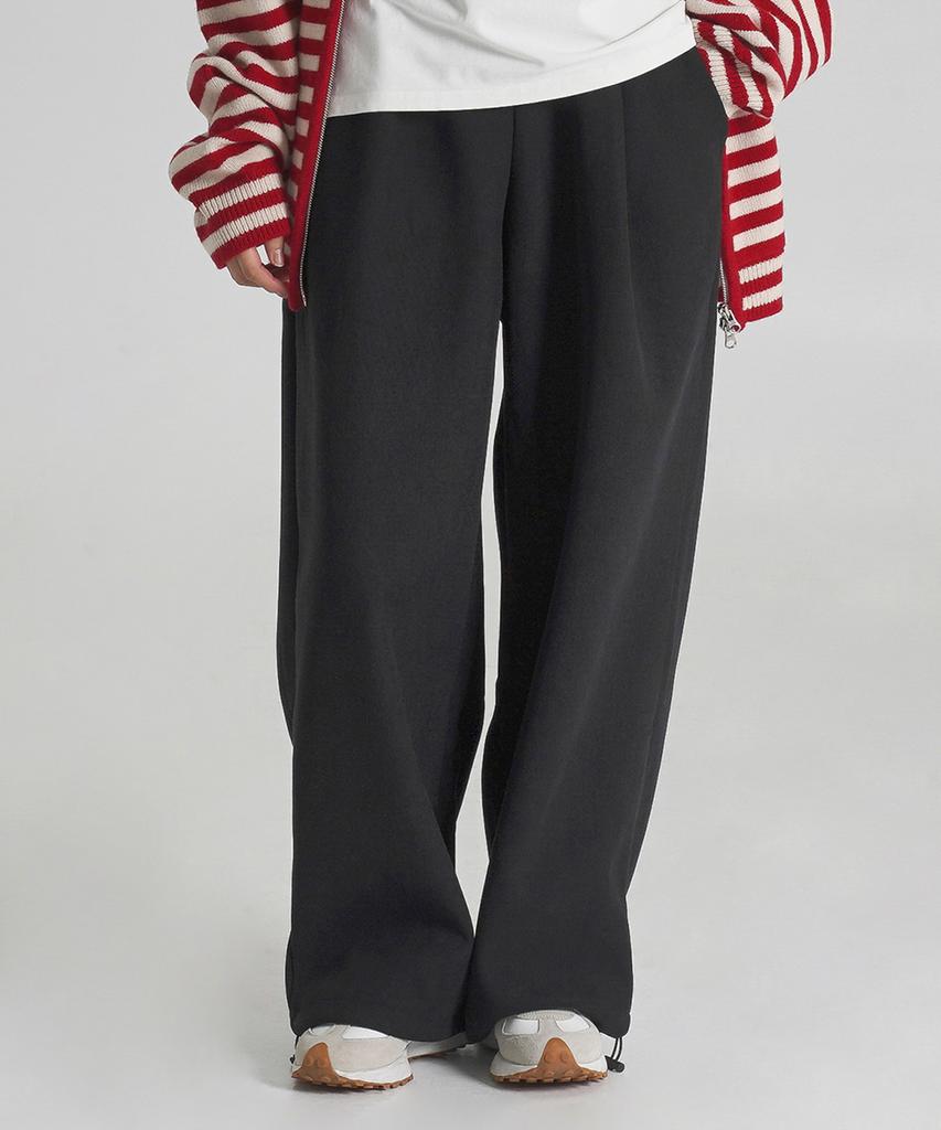 Baldebeullangko [2Pack] Wide One-Pleat Corduroy Fleece-Lined String Pants [3 Colors]