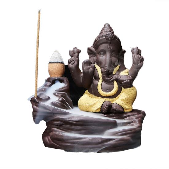 Indien Elefant Gott Ganesha Rückfluss Weihrauch Brenner Räuchergefäß Halter Geschenk Dekoration