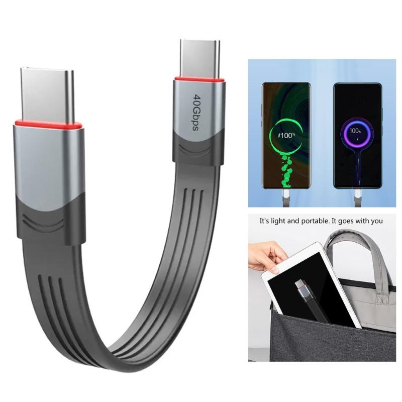 Short USB C Cable 60W PD Fast Charging Cable USB 3.1 Type C 40Gbps Short USB C to USB C Cable for 3 Device