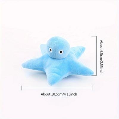Blue Plush Starfish Cat Toy, Soft Squeaky Interactive Kitten Teething Toy, Cute Plush Pet Chew Toy for Cats