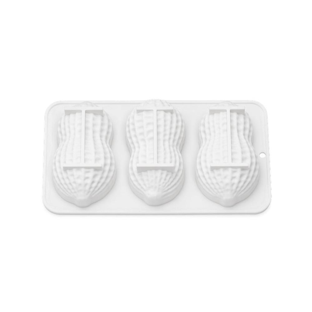 

3 Cavities Peanut Silicone Mold 8-Inch Size Chocolate Mold Dessert Making Mold DIY Dessert Making білий