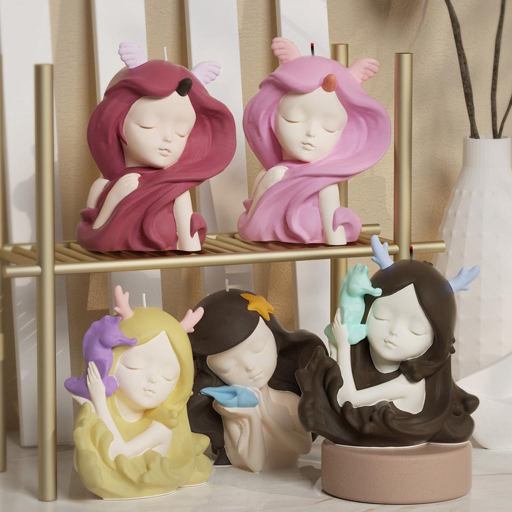 3D Prinsessa Silikonform Epoxihartsformar Skrivbordsdekoration Hantverk Ljus Fondant Tårtdekoreringsverktyg Hemdekorationer