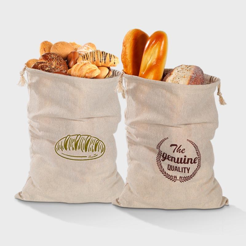 Linen Bread Bag Reusable Bags for Bread Drawstring Bags Homemade Artisan Bread Storage Bag Food Storage Containers
