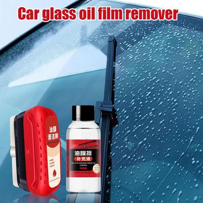 Detergente per Vetri Auto Spugna per Pulizia Vetri Pellicola per Vetri Olio Lucidante 120ml Agente Spazzola Manutenzione Parabrezza Auto Cl R5S3