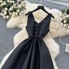 High-end Dress Female Summer Socialite Fashion V-neck Suspender Waist Satin Dress Female Slim Temperament Long Dress