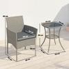 3 Piece Rattan Bistro Set, PE Wicker Garden Furniture Conversation Set with 2 Tier Glass-Top Table, Chairs, Dark Grey