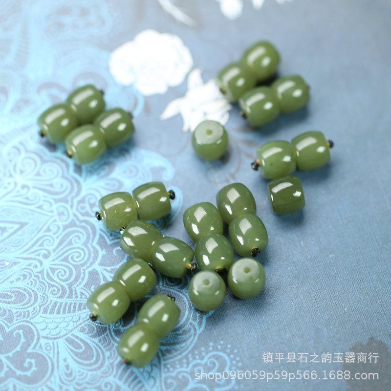 Hetian Jade Barrel Beads Bracelet, 8mm Vajra Bodhi, DIY Wenwan Accessories