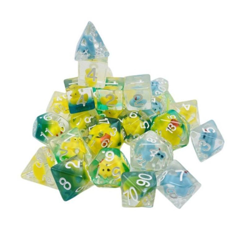 7-Die Dice DND, Rubber Ducky DND Dice, Dice Tray, D and D Dice for Dungeons and Dragons Gift (Dice Set Only)