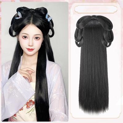 Synthetisches Hanfu-Stirnband im antiken Stil, Zopf, integriertes Stirnband, Perücke, Haarteil im chinesischen Stil, antikes Modellieren, Cosplay