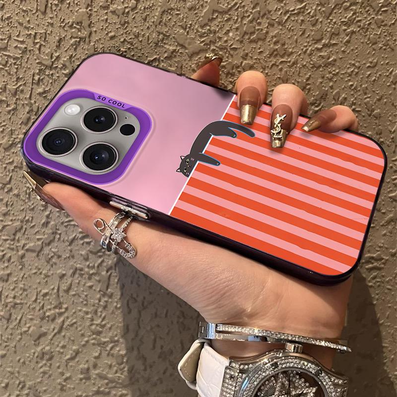 Cute Lazy Lying Gray Cat Hard Frosted Case for iPhone 17 Air 16 E 15 14 Plus 13 12 Mini 11 Pro Max Acrylic Sheet Silicone Cover