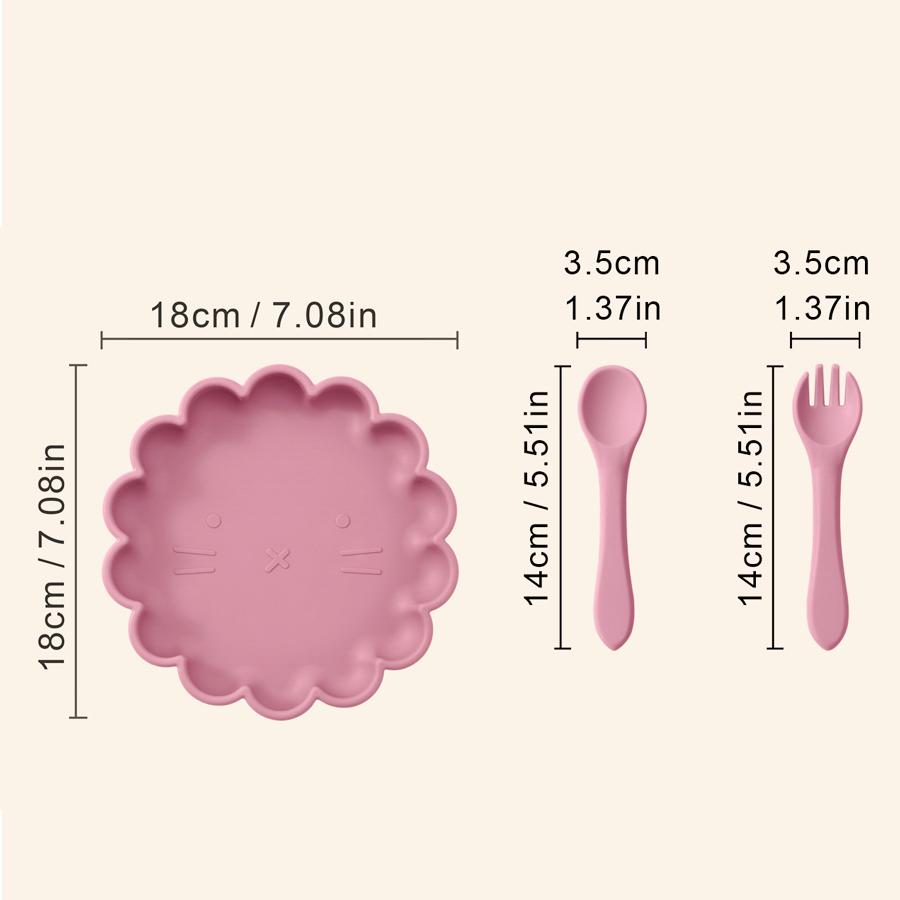 Color kids Children's Dishes Set Baby Silicone 3PC Feeding Set Kids Suction Bowl Dieshs Plate Toddler Spoons Baby Accessories