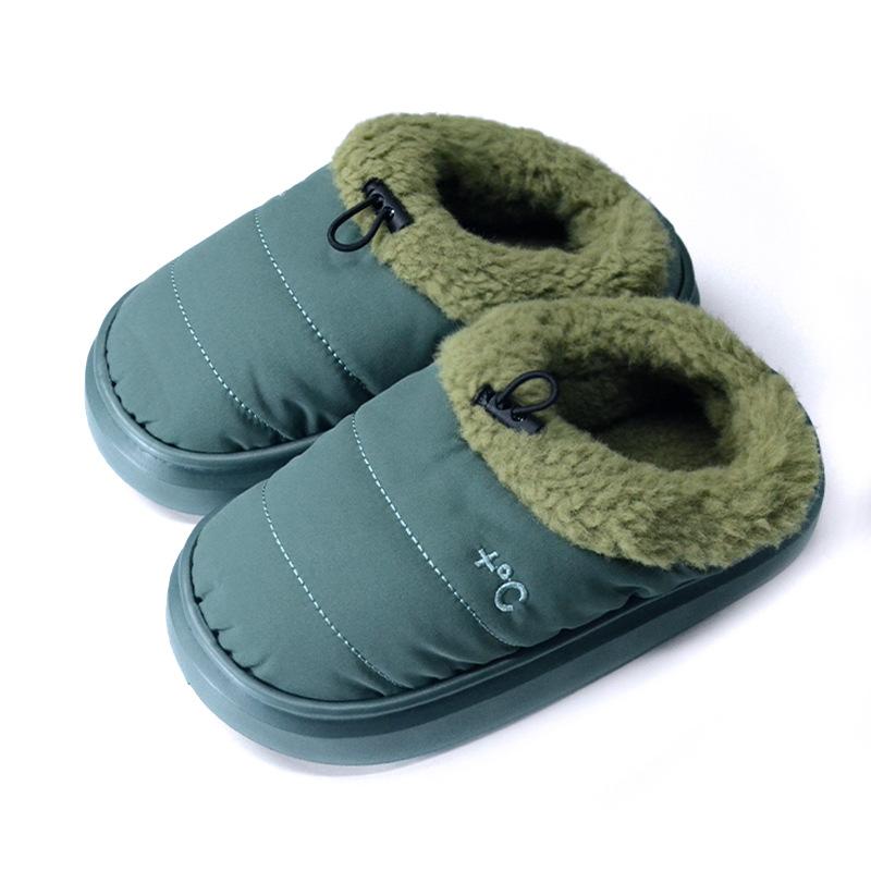 

Slippers cotton slippers men s autumn and winter outer wear belt heel warm men s deodorant waterproof dirt-resistant non-slip velvet shoes men s 34-35