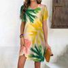 Fashion 3D Print Summer Dress Loose Casual Short Sleeve O-Neck Mini Dress