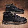 Men's Casual Leather Shoes  New Shoes for Men High-top Black Casual Male Sneakers Platform Ankle Boots Tênis Masculino