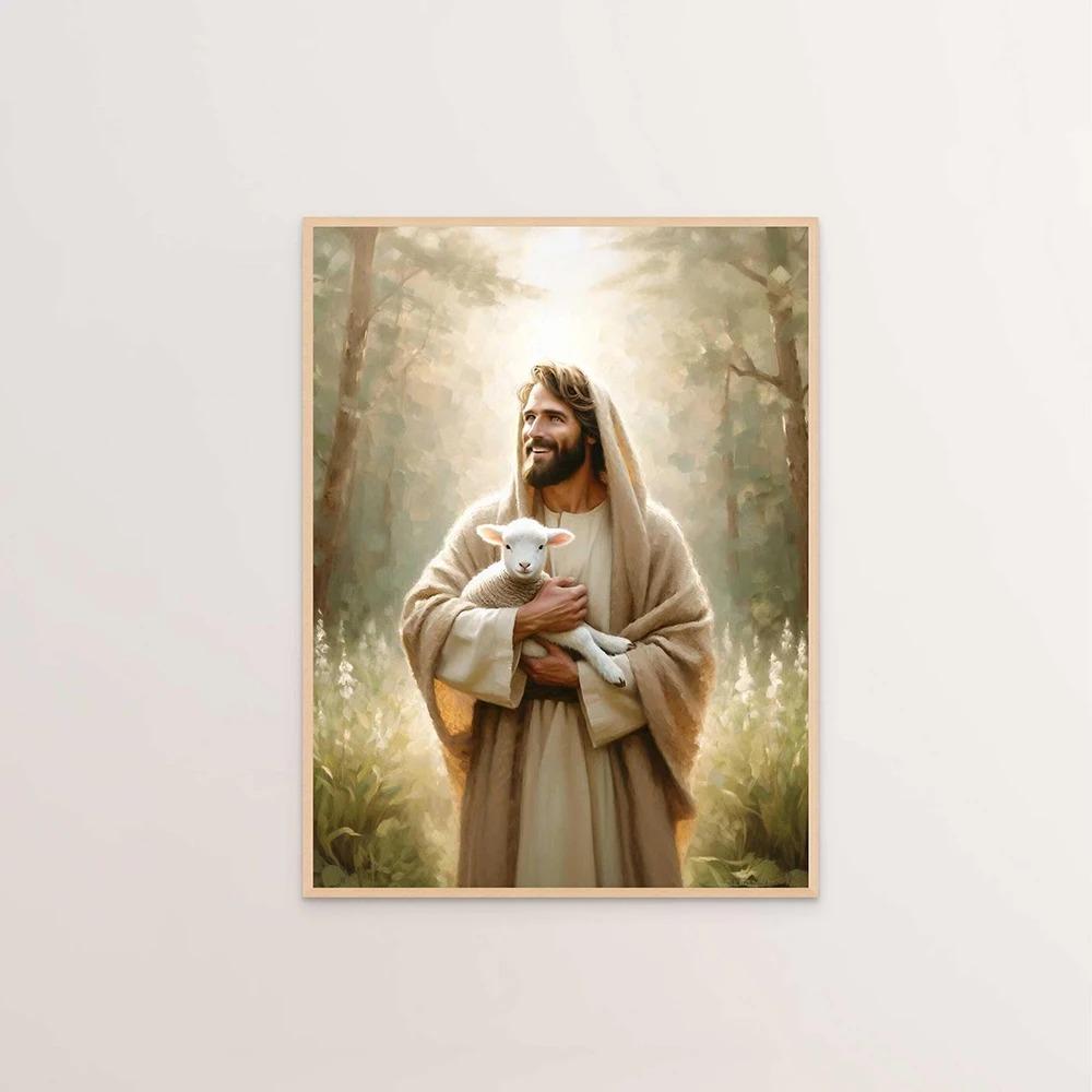 Jesus Christ Canvas Postres Christian Jesus Portrait Wall Art Print Poster I Will Walk with Christ Bible Verse Gift Poster