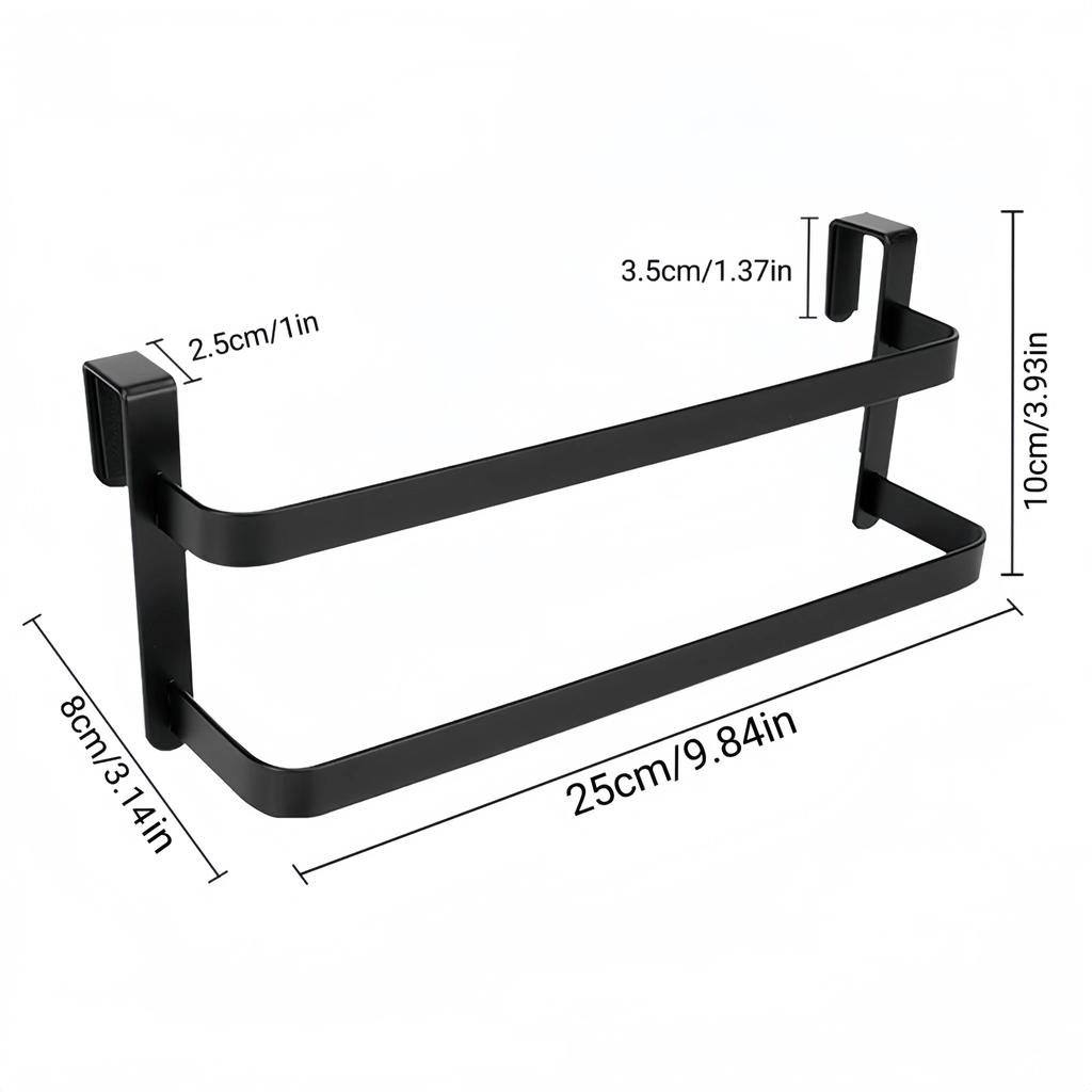 1pc/2pcs Kitchen Cabinet Towel Rack, Double Kitchen Towel Rack, Cabinet Door Towel Rail, Bathroom Double Towel Rail Rack, Can Hold Hand Towels/Dish