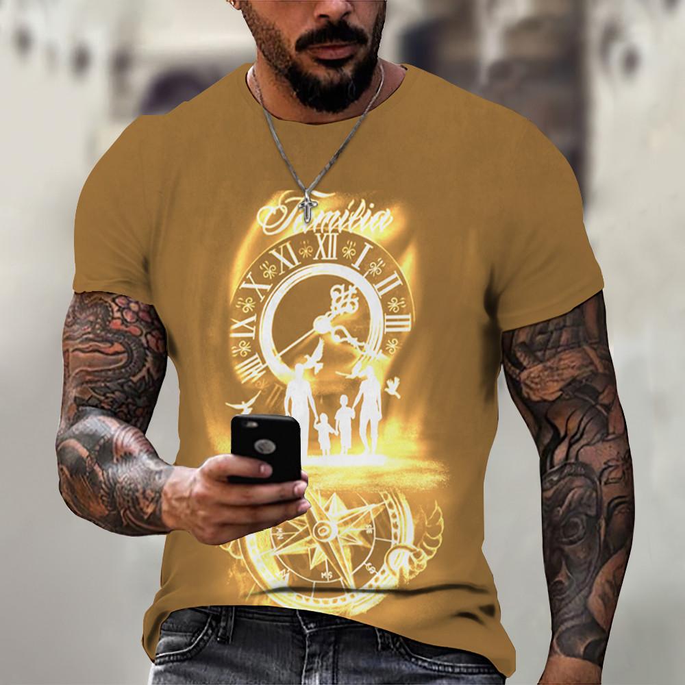Vintage T Shirt For Men 3D Pocket Watch Print Short Sleeve Tops Street Crew Neck Men's T-shirts Oversized Tee Shirt Man Clothing