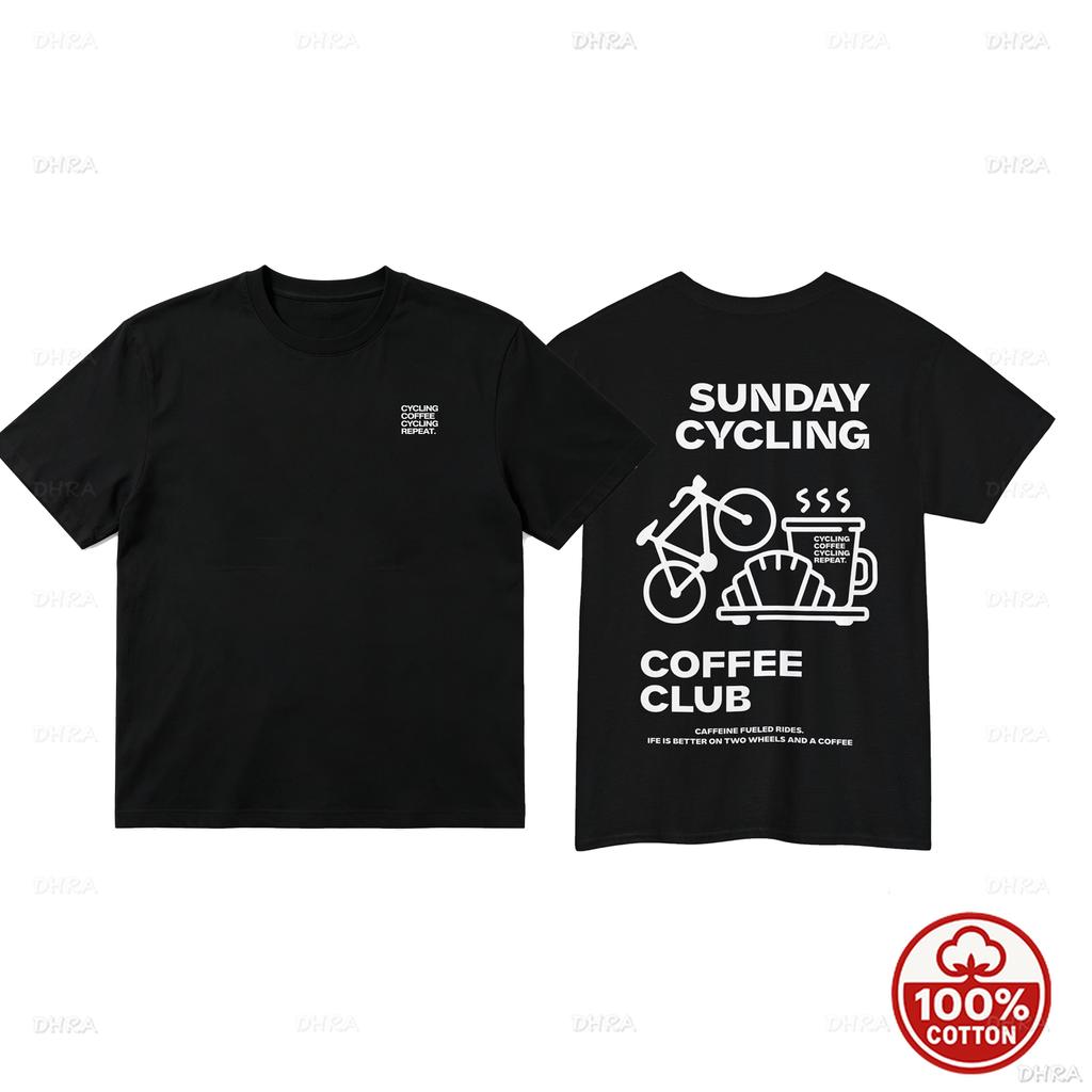 Sunday Cycling Coffee Club Graphic T Shirts Unisex Woman Man Summer Bicycle High Quality Cotton Tshirt Classic Breathable Tops