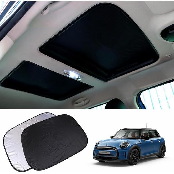 2Pcs Foldable Sunroof Shade Sunshade Heat Isolate Fit For Mini Cooper, Clubman & Countryman R56 All Years Black