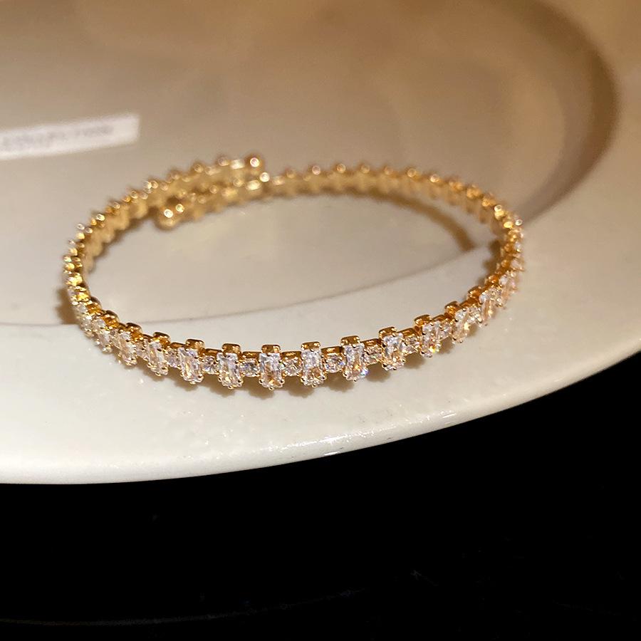 Elegant Zircon Teardrop Multi-Layer Open Bangle Bracelet for Women