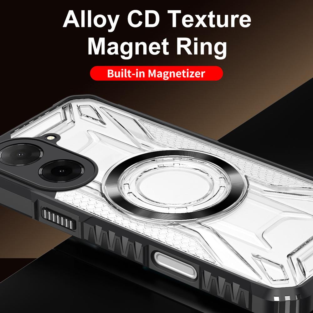 KEYSION Průhledný magnetický kryt pro TECNO Spark Go 2 Pop 10 Měkký silikon+PC Odolný proti nárazům Kryt na telefon pro Infinix Smart 10