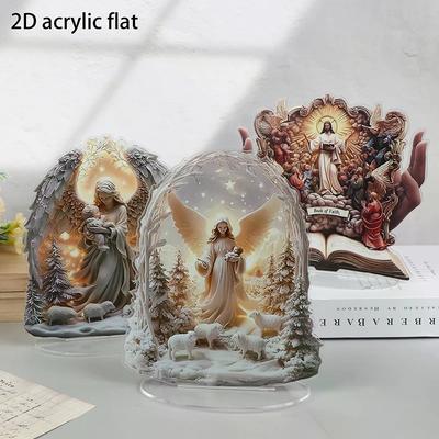 Nativity Scene Statue,2D Flat Jesus & Maria Acrylic Figurine,Home,Cafe,room,Studio,Table Ornament Christian Religion Decor