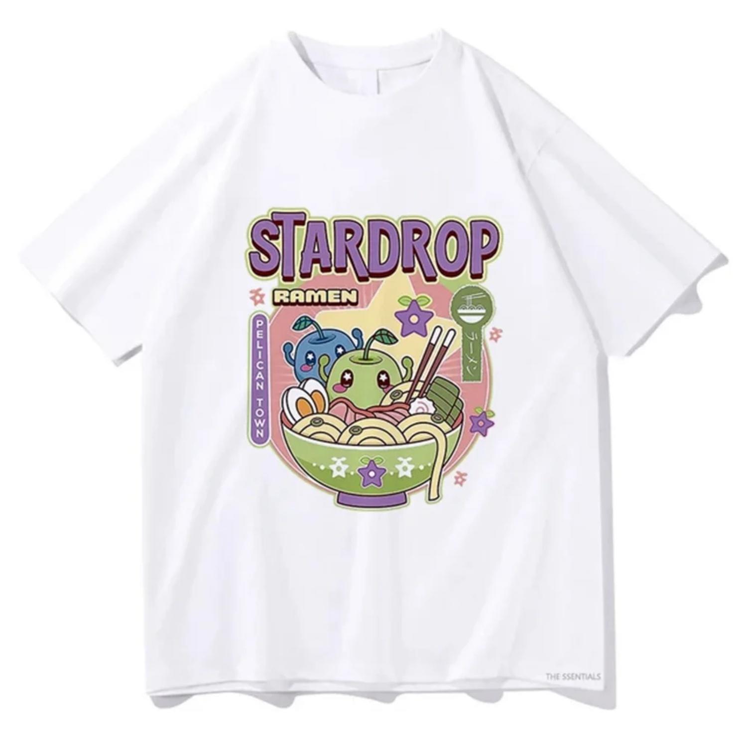 Anime Stardew Valley T Shirt Vintage Tops Junimos Ramen Men Women Aesthetic T-Shirt Unisex High Quality Tees Kawaii Shirt 72460 S