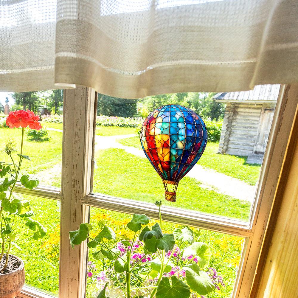 Cartoon-painted Hot Air Balloon Glass Window Home Beautification and Decoration Static Electricity Window Stickers