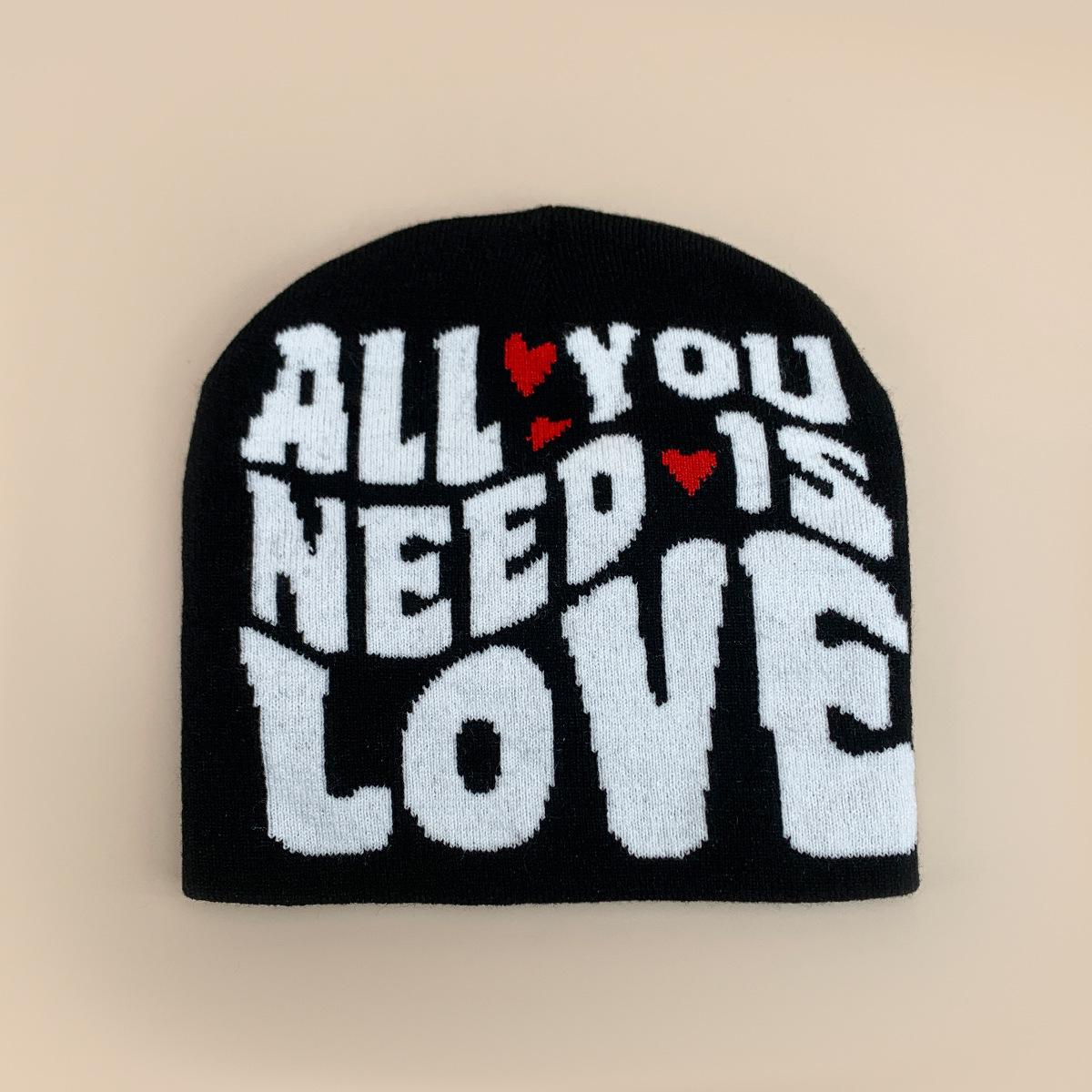 Hip Hop Rap Letter Pattern Contrast Color Knitted Hat Men S And Women S Warm Street American Pullover Hat 54-62cm