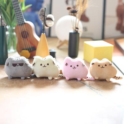 Niedlicher kleiner dicker Katze Anhänger Plüschtier Puppe Cartoon Kätzchen Tasche Hängender Schlüsselanhänger Puppe