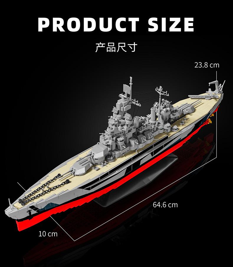 1:300 Warship Battleship Series Building Blocks Toy with Box Creative WWII Warfare Puzzle DIY Bricks Toy for Boys Kids Gift