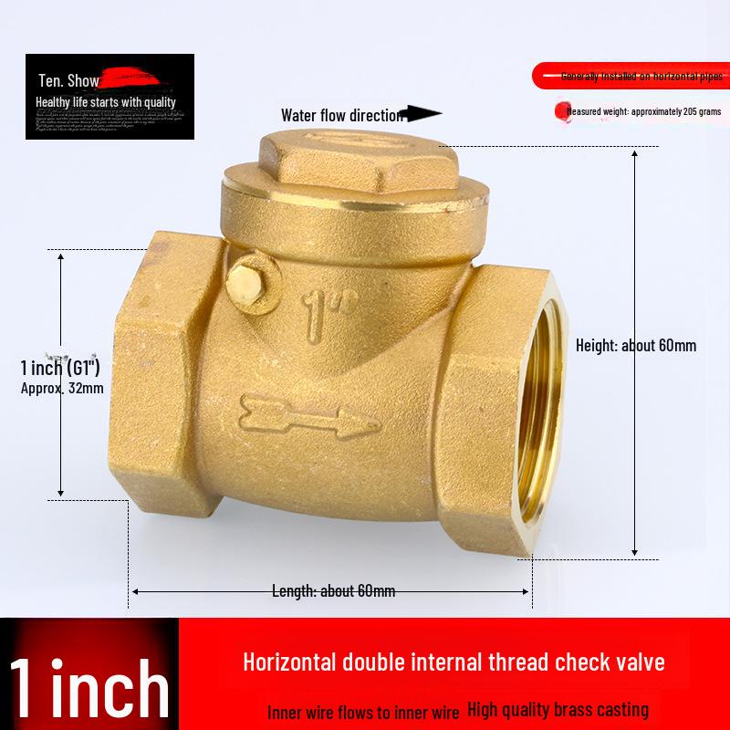 Miedziany zawór zwrotny pionowy i poziomy 4/6 punktów, 1 cal do rur wodnych i grzejników