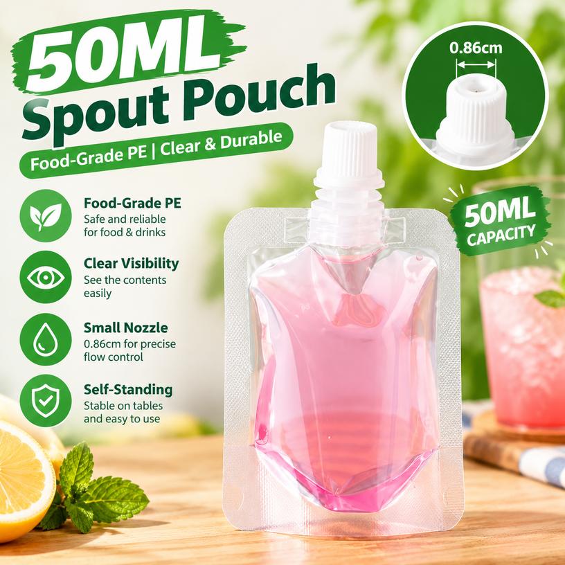 Food-Grade PE Spout Pouch Self-Standing Beverage Bag with Small Nozzle