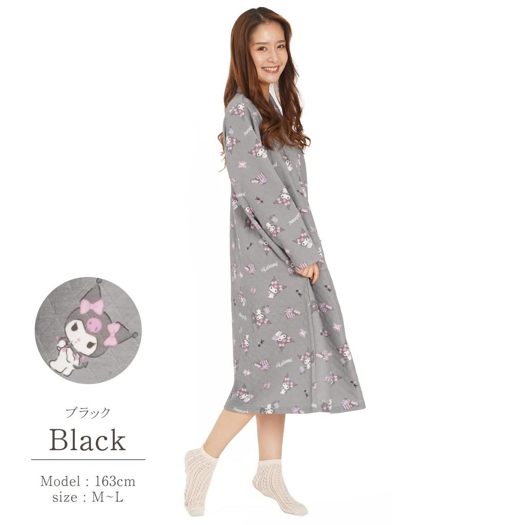 SAN1566 Kuromi Knit Quilt Dress Room Wear Kuromi Sanrio Makeup Kuromi [Southzak] Women's (Black/M-L Size)